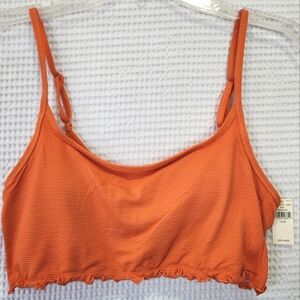 Aerie Bikini Top Size‎ Medium NWT MSRP $44.95 Orange Ruffle